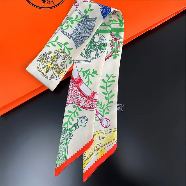 Scarf Skinny Plaid Silk Accessory