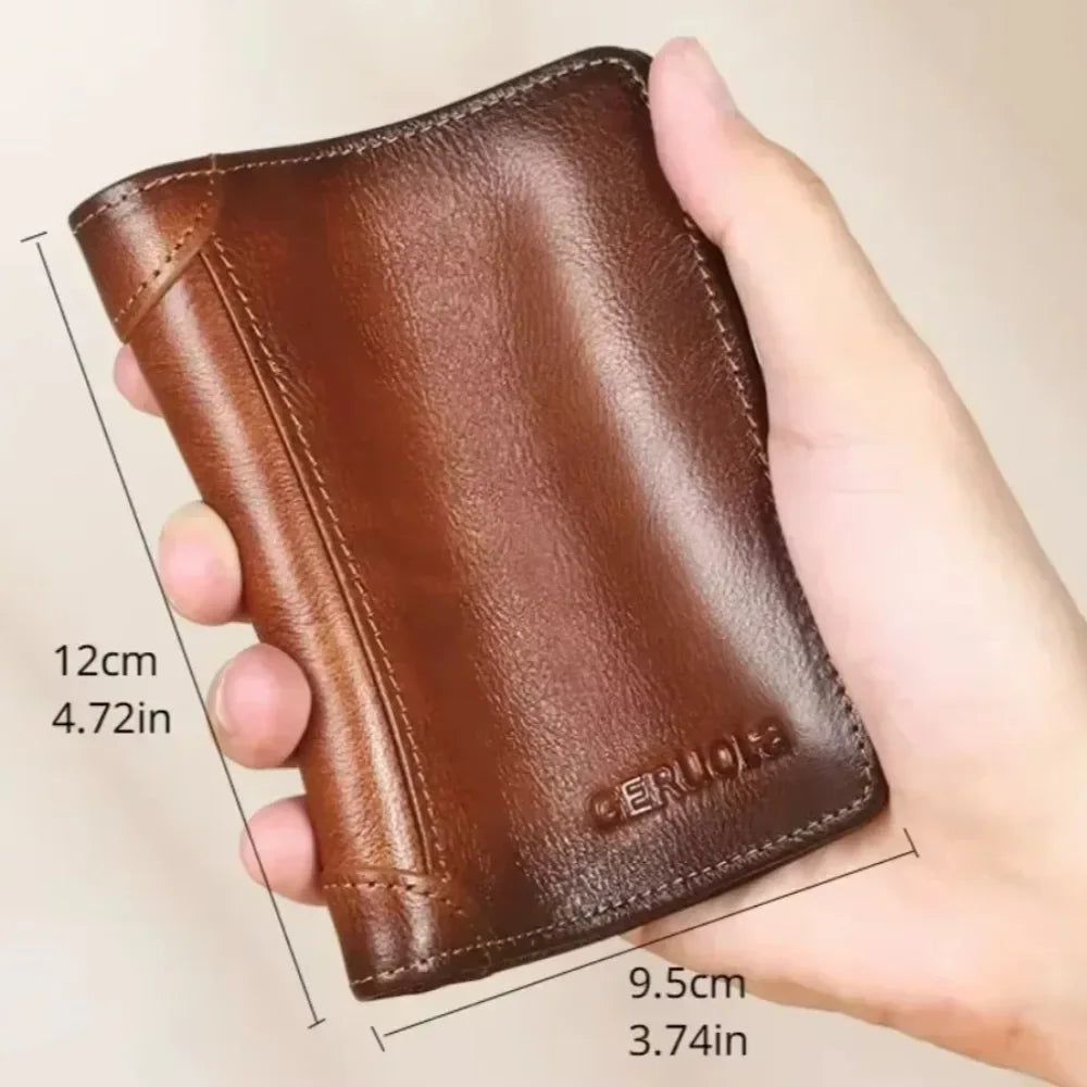 Genuine Leather RFID Blocking Trifold Wallet