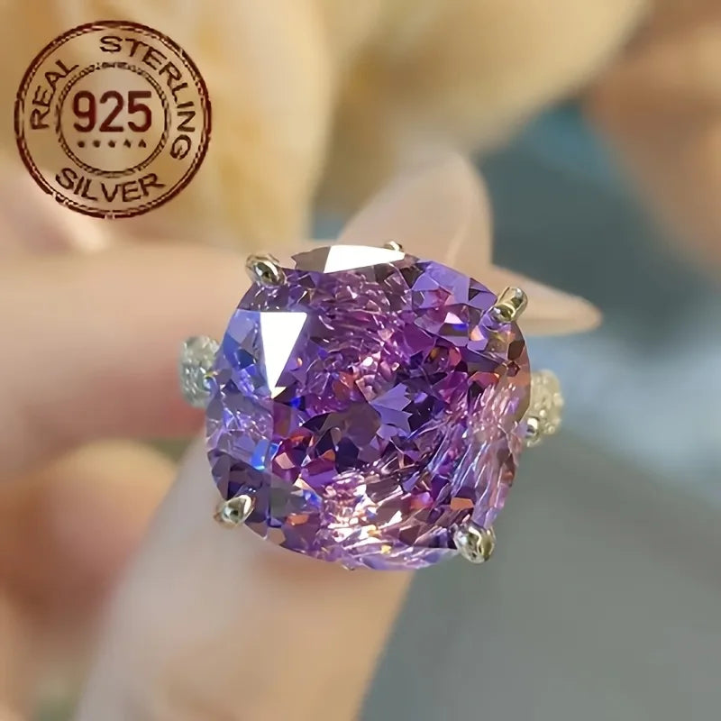 925 Silver Zircon Ring Sparkly Promise Jewelry