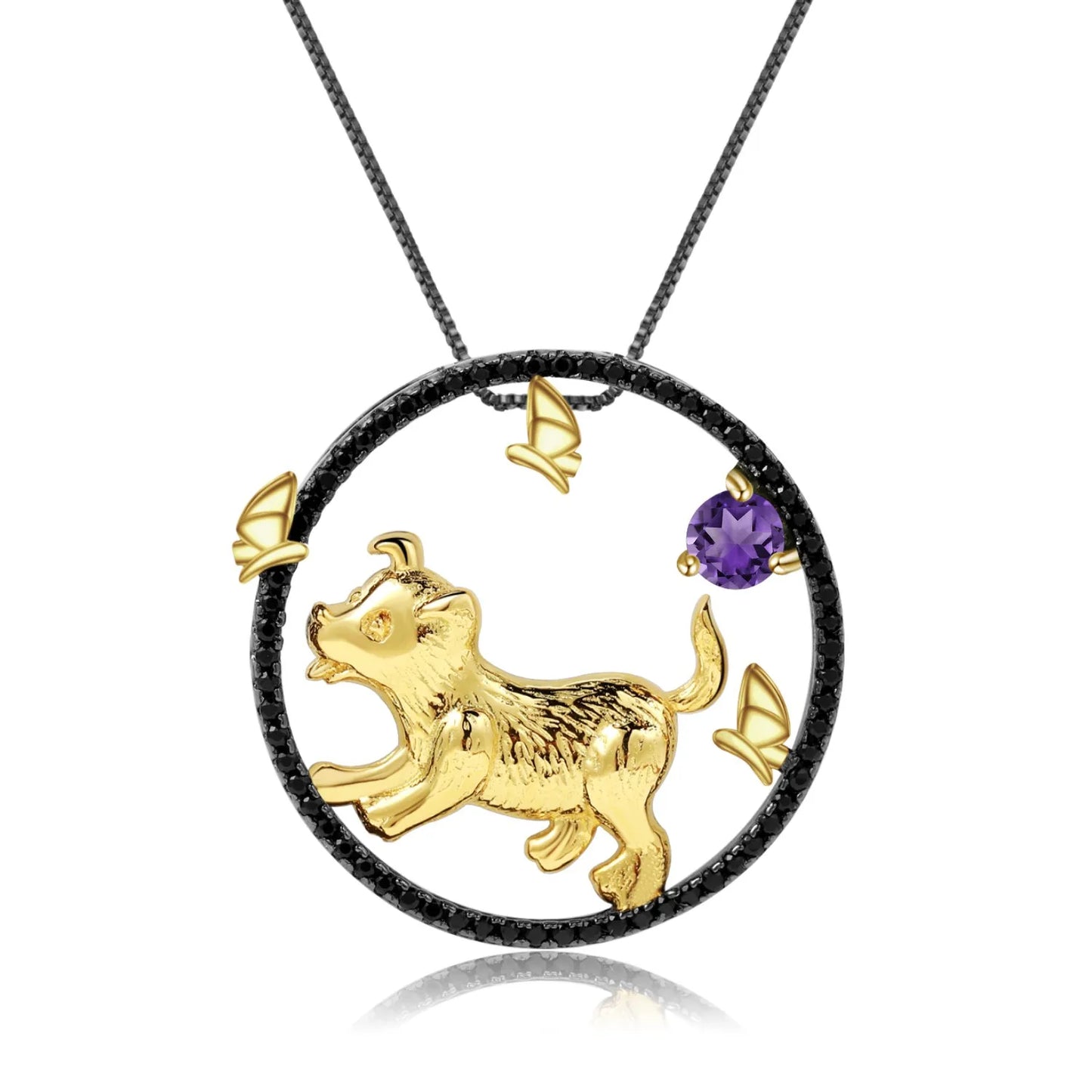 925 Necklace Silver Blue Topaz Dragon Pendant