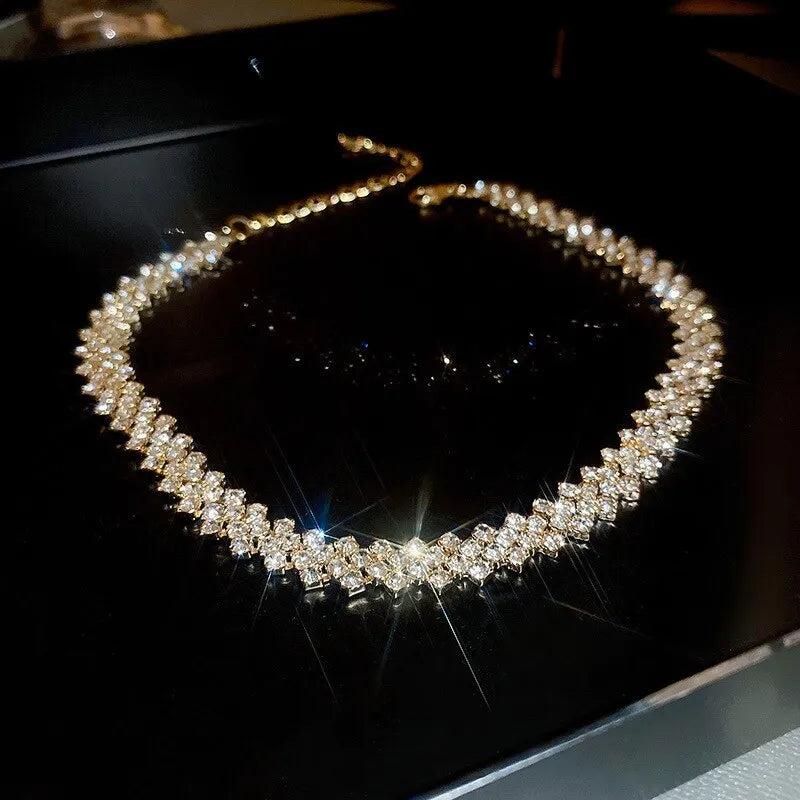 Rhinestone Choker  Geometric Crystal Jewelry