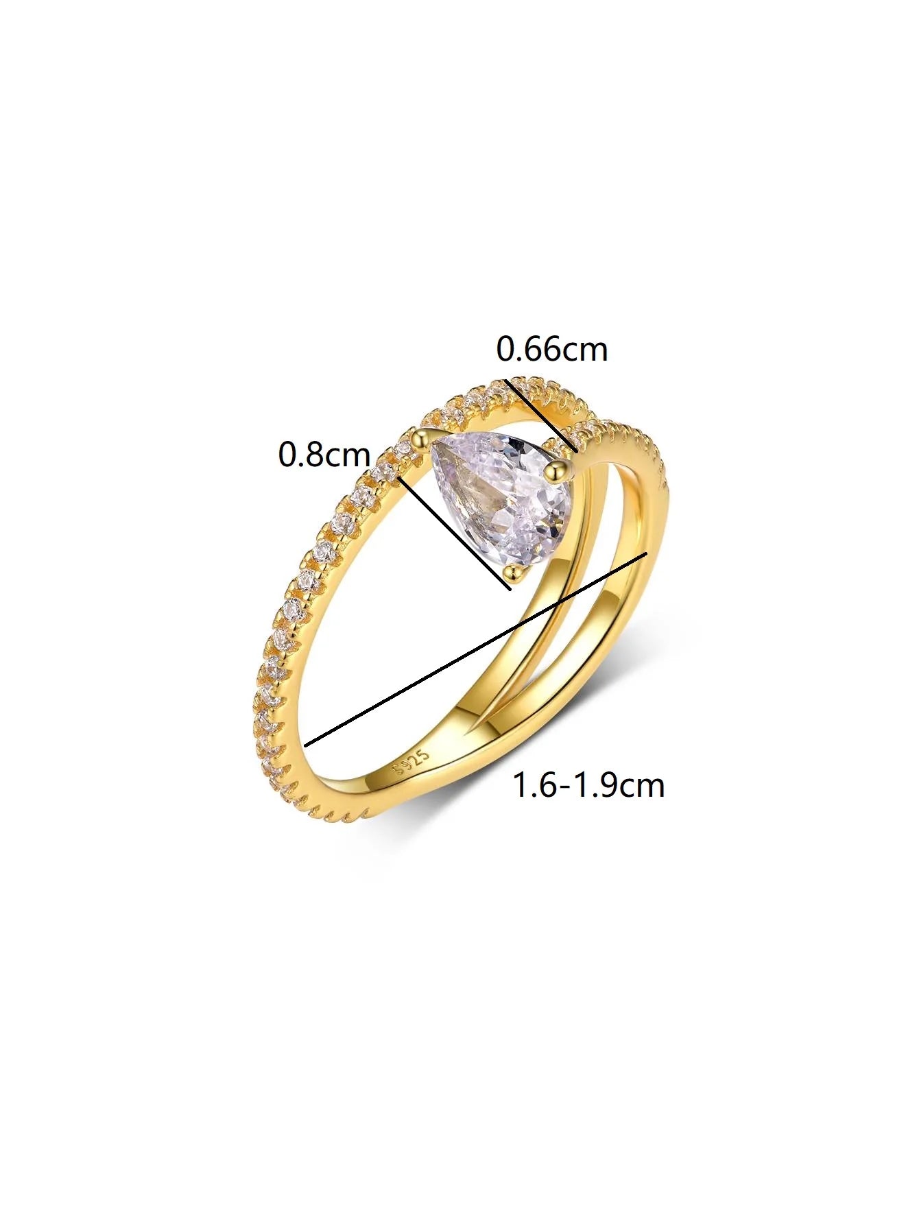 925 Silver Drop Shape 1.75CT Moissanite Ring