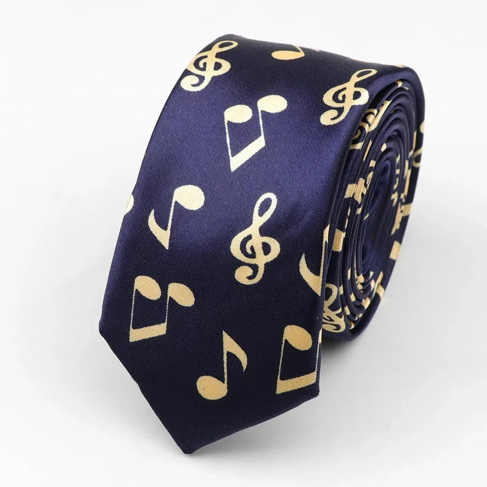 Necktie Musical Notes Printed With Piano Guitar Pattern
