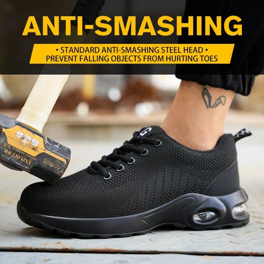 Breathable Air Cushion Work Shoes For Men Anti Smash And Puncture Safety