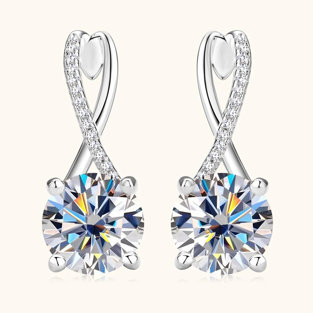 Earrings Sterling Silver Moissanite Claw