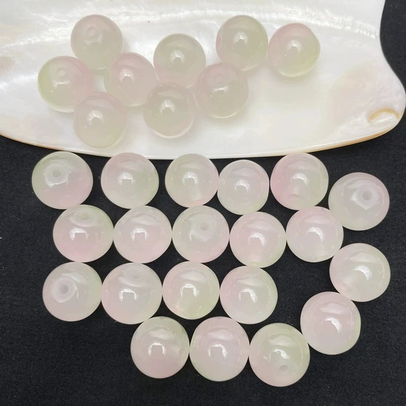 50pcs 8/10mm Dual Color Glass Round Loose Spacer Beads for Handmade Jewelry and Accessories