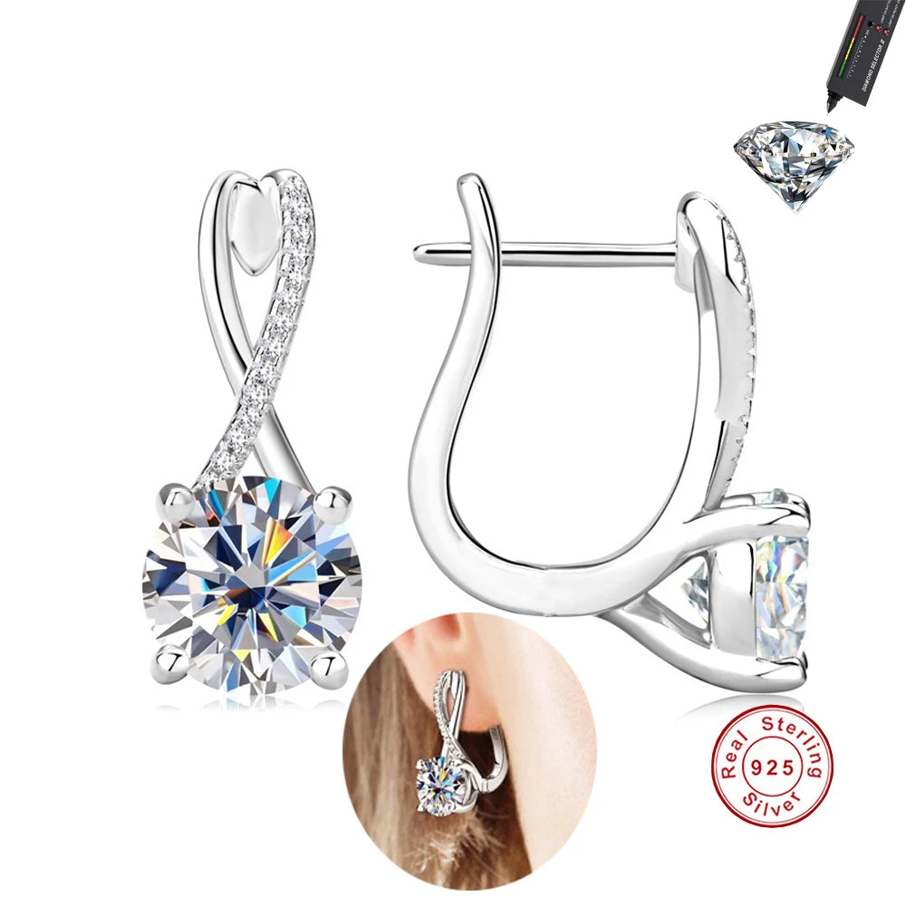 Earrings Sterling Silver Moissanite Claw