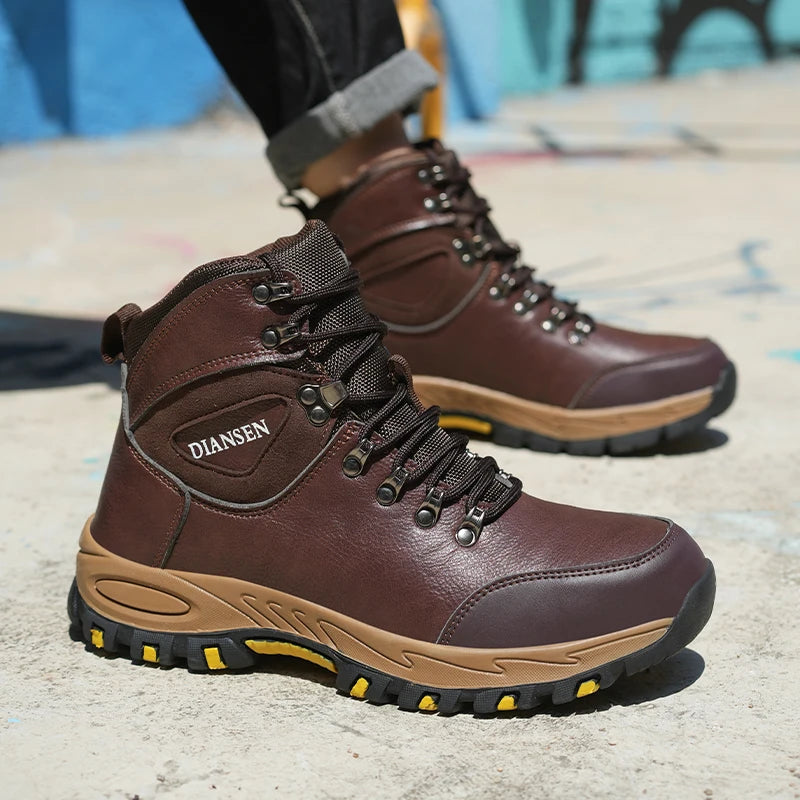 Waterproof Leather Work Boots Men Indestructible Safety Shoes