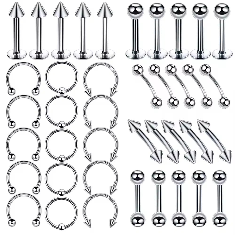 MODRSA Stainless Steel Body Piercing Jewelry Set for Multiple Piercings