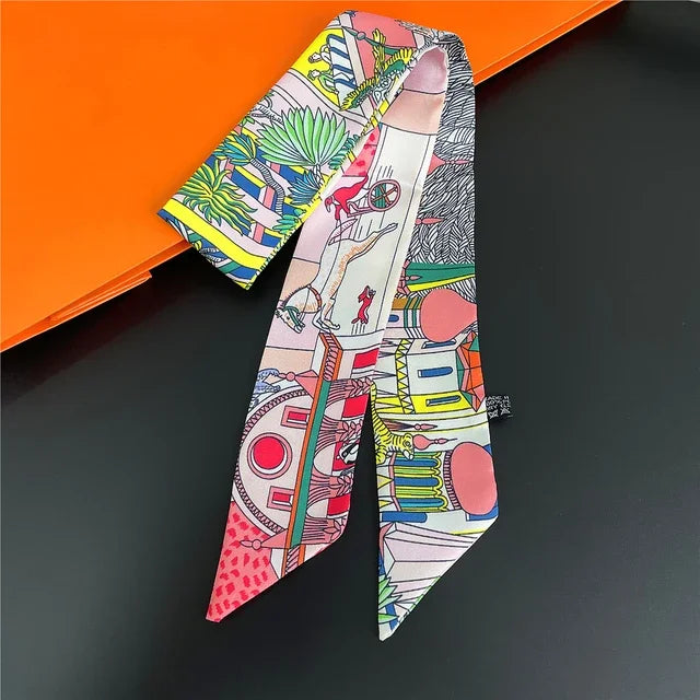 Scarf Skinny Plaid Silk Accessory