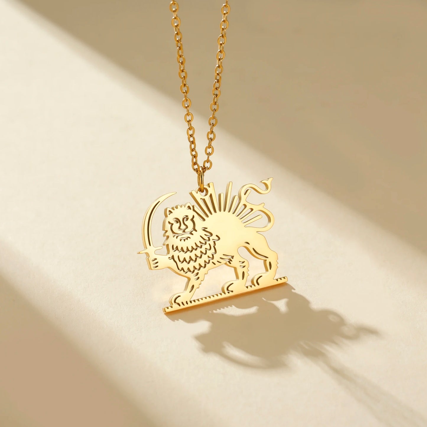 Necklace Persian Lion and Sun Necklace Pendant