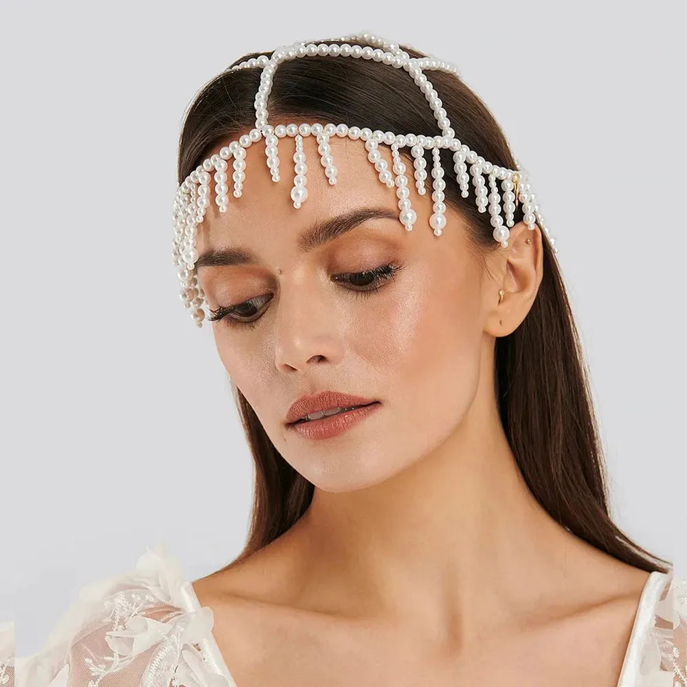 Headpiece Crystal Cap Head Chain Tassels