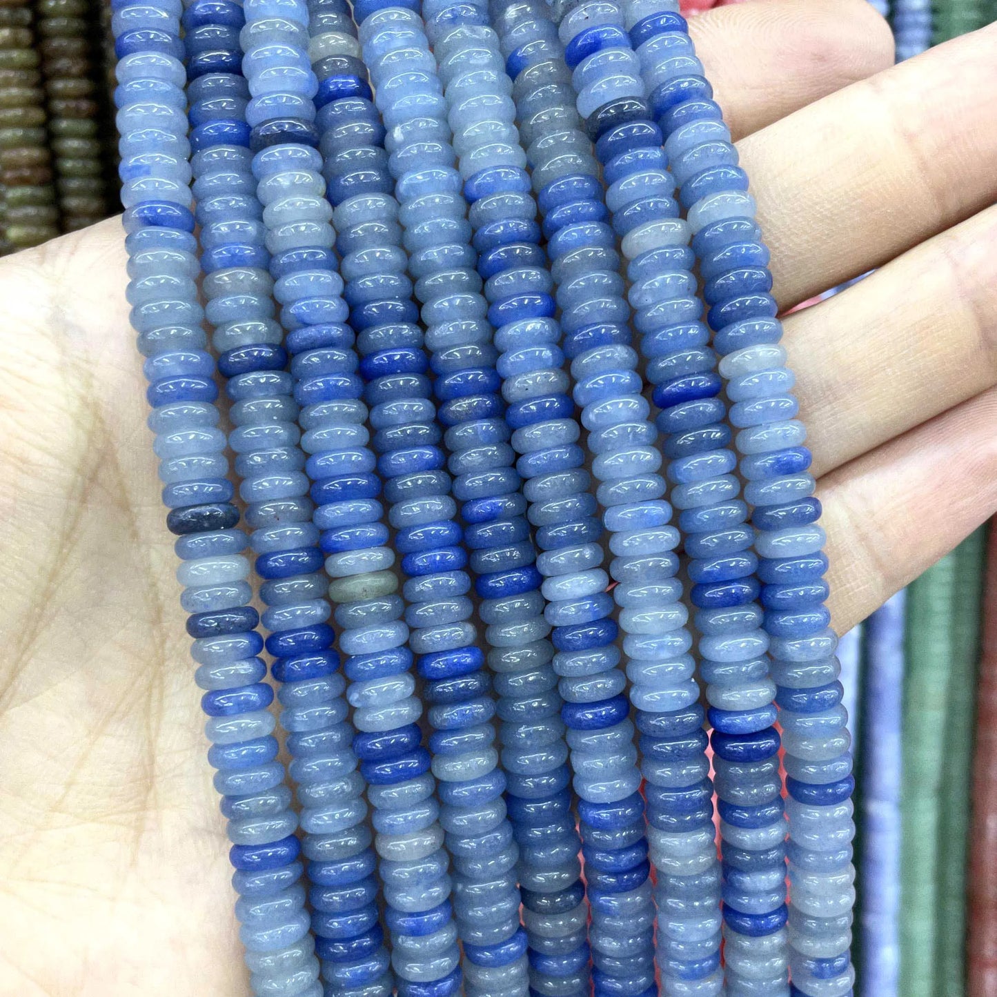 Natural Stone Bead Spacers Quartz Jasper Agate Flat Round