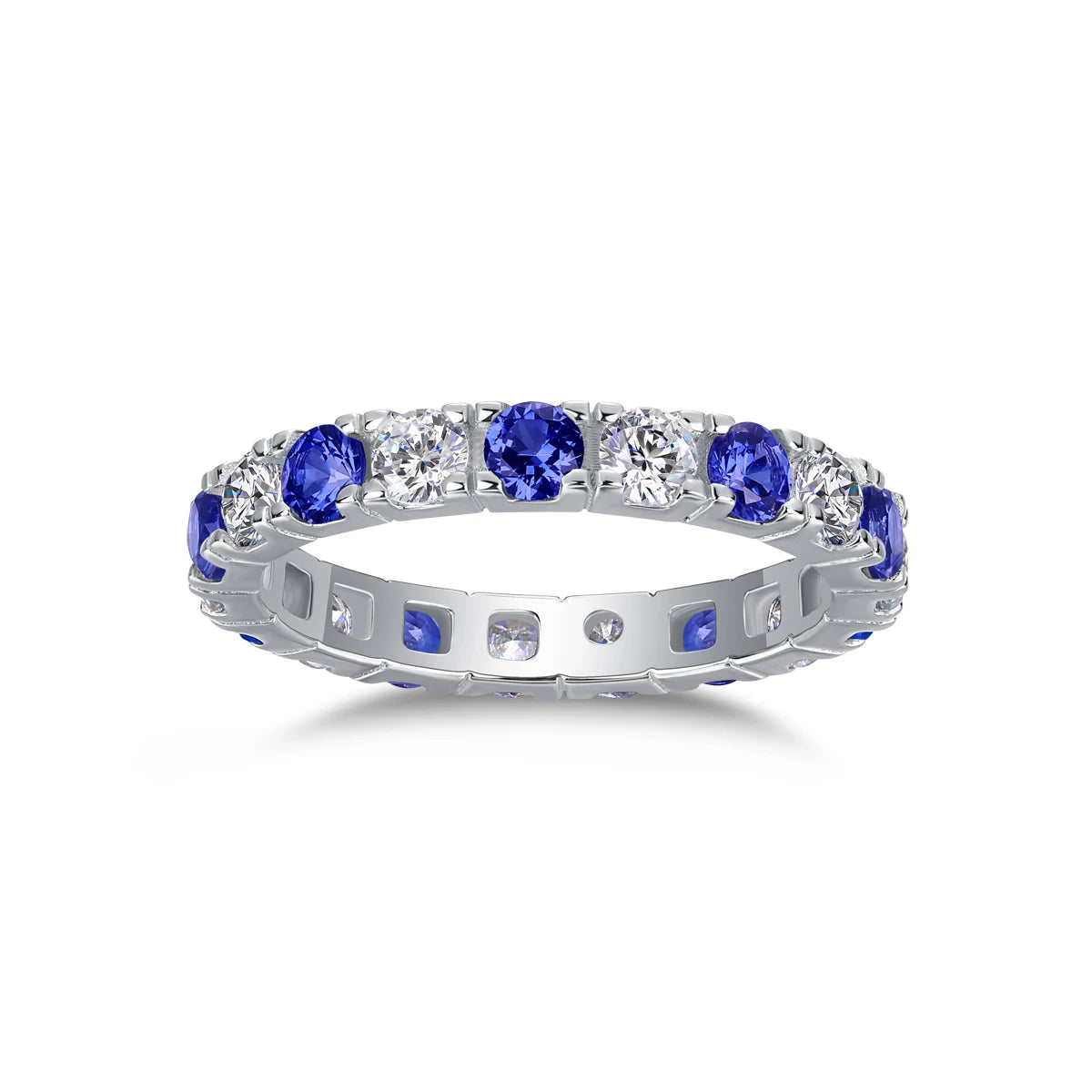 S925 Silver Ring Moissanite Sapphires 18K Gold Plated