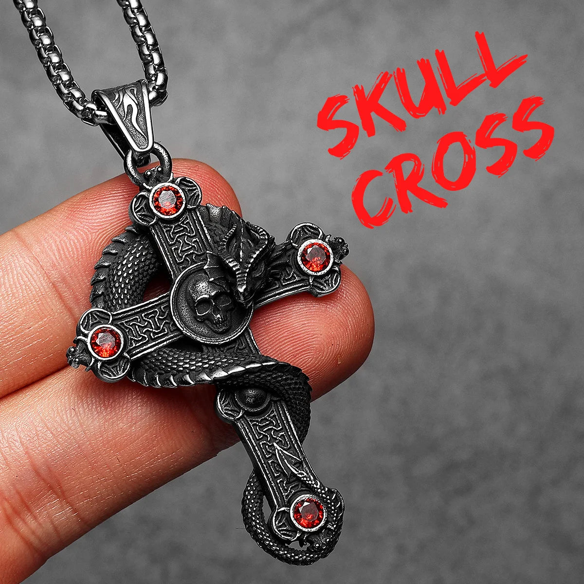 Necklace Dragon Cross Gemstone Pendant