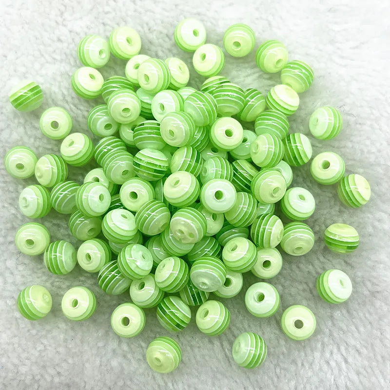 Transparent Round Resin Beads Stripe Spacer Beads For Jewelry Making