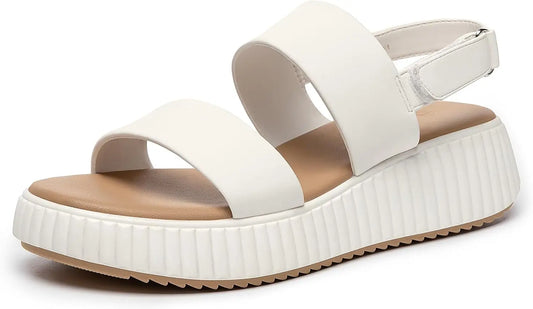 Women's Platform Sandals With Open Toe And Adjustable Ankle Strap