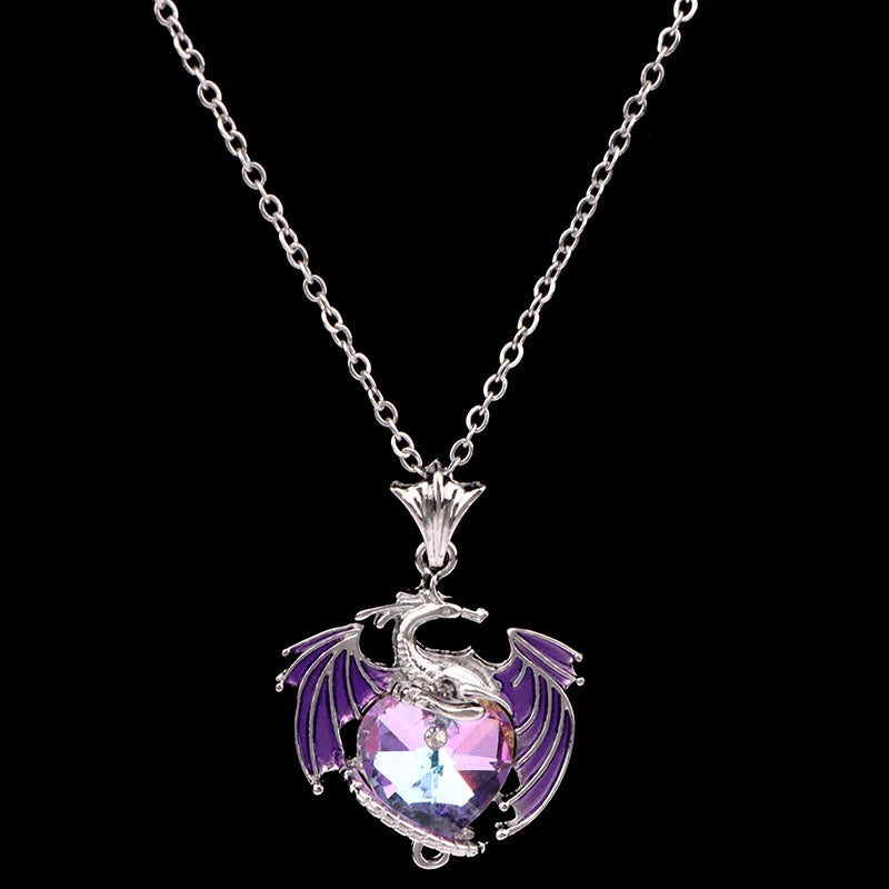 Necklace Blue Purple Dragon