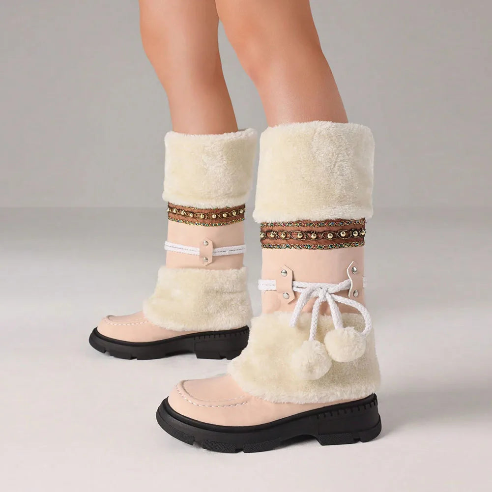 Women Snow Boots Platform Faux Fur Lining