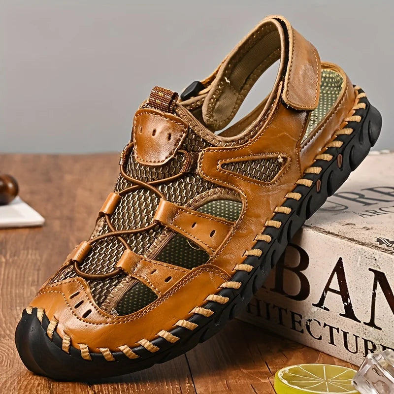 Sandals Mens Handmade Stitching Non Slip