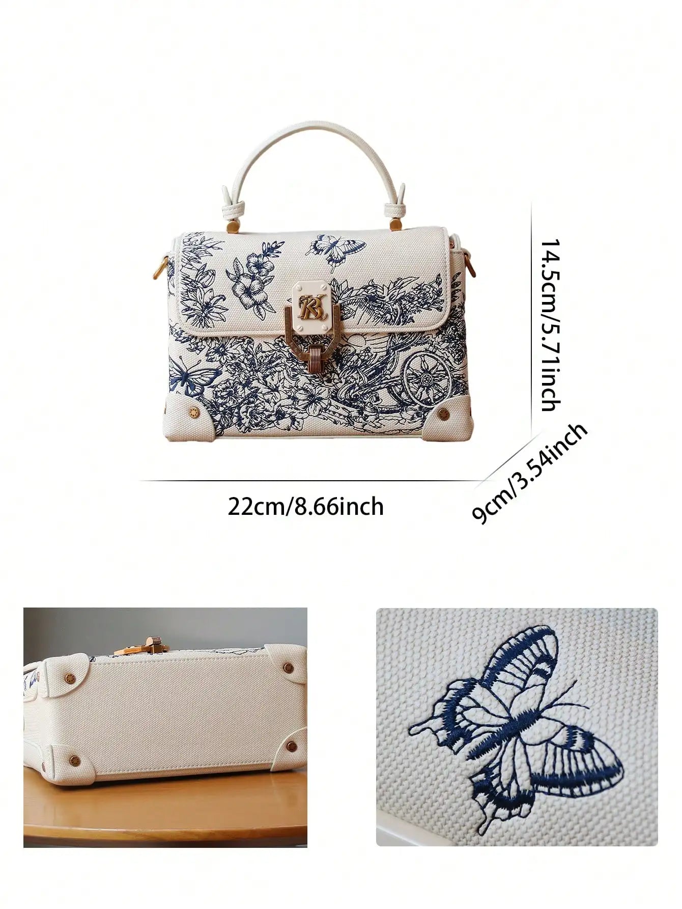 Handbag Leather With Embroidery