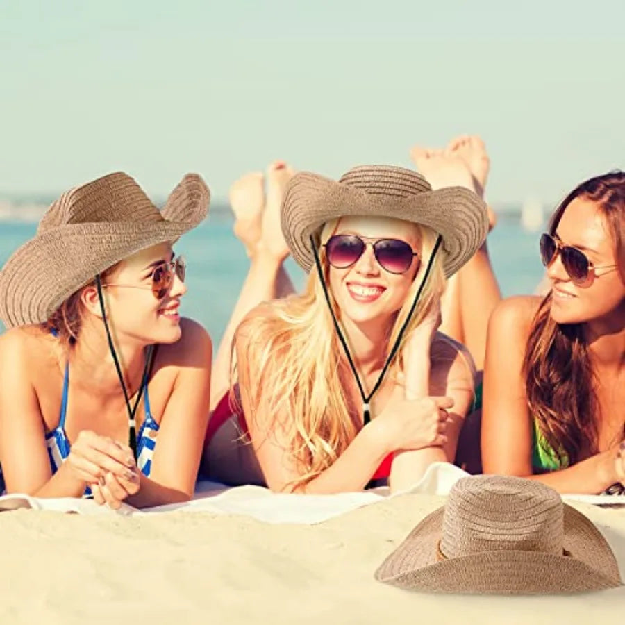 Straw Cowboy Hats for Women and Men Wide Brim
