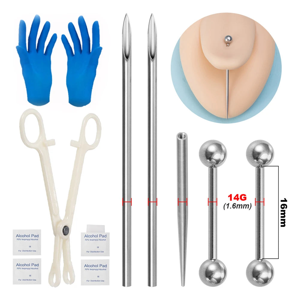 Body Jewelry Piercing Kit Surgical Steel Tools