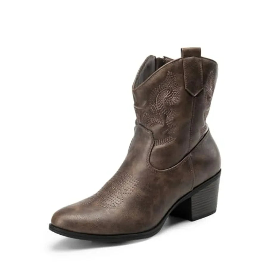 Women's Western Cowboy Embroided  Ankle Boots
