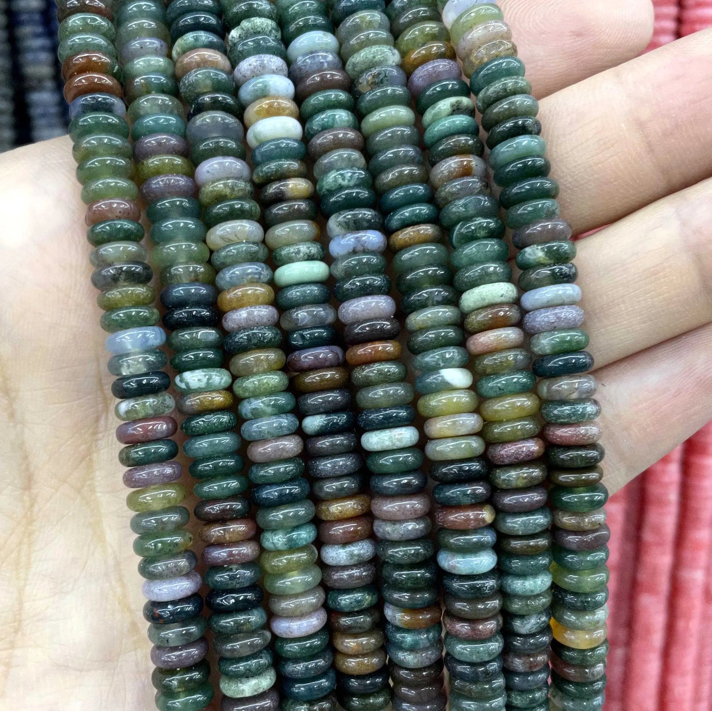 Natural Stone Bead Spacers Quartz Jasper Agate Flat Round
