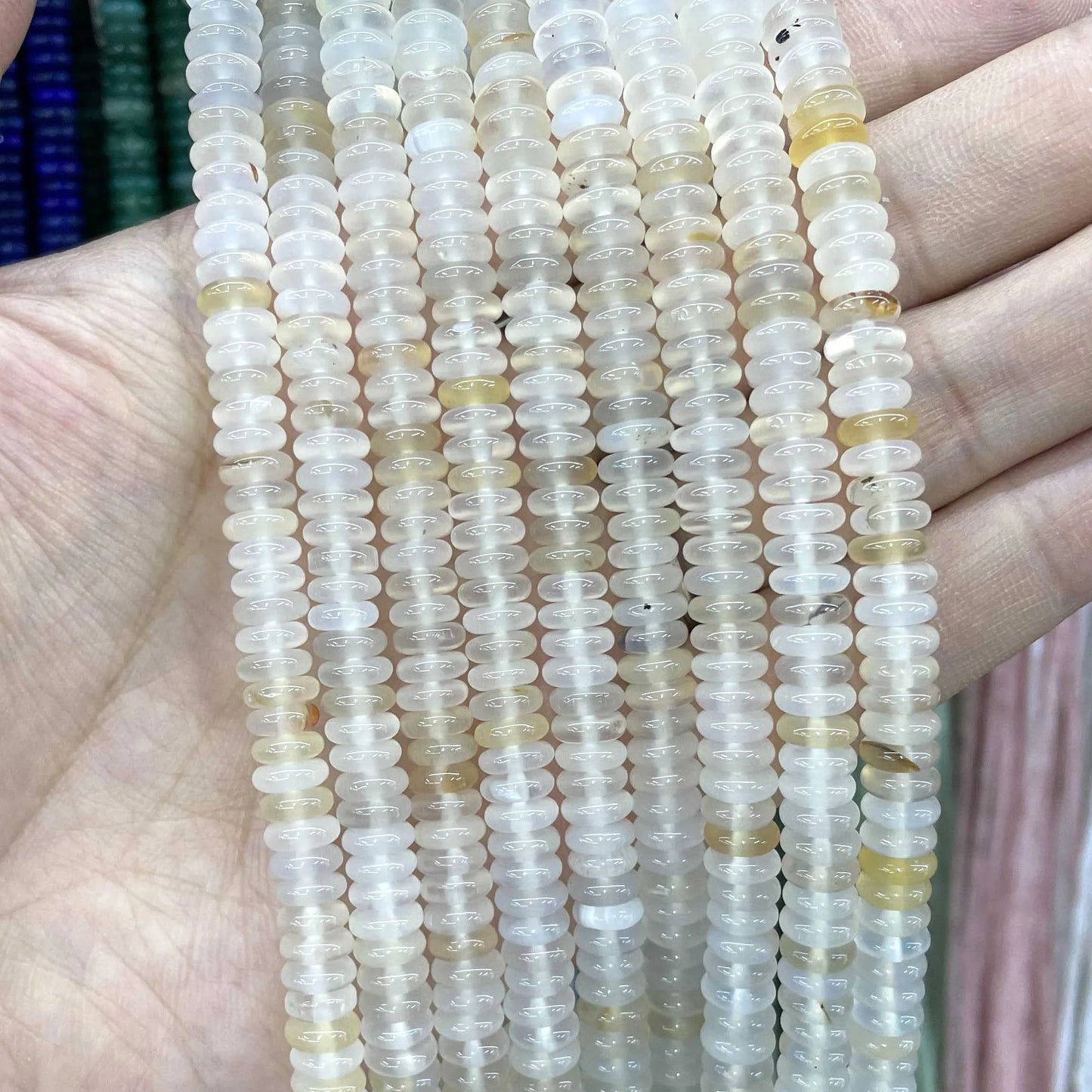 Natural Stone Bead Spacers Quartz Jasper Agate Flat Round