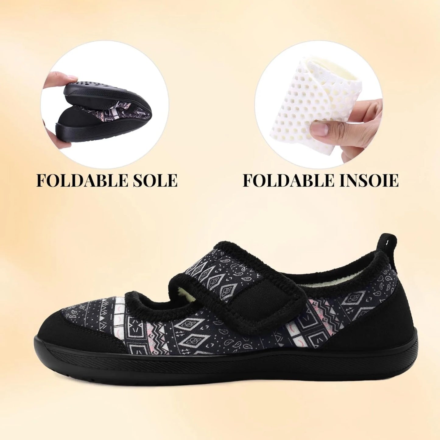 Womens Diabetic Slippers Wide Width Indoor Outdoor Shoes