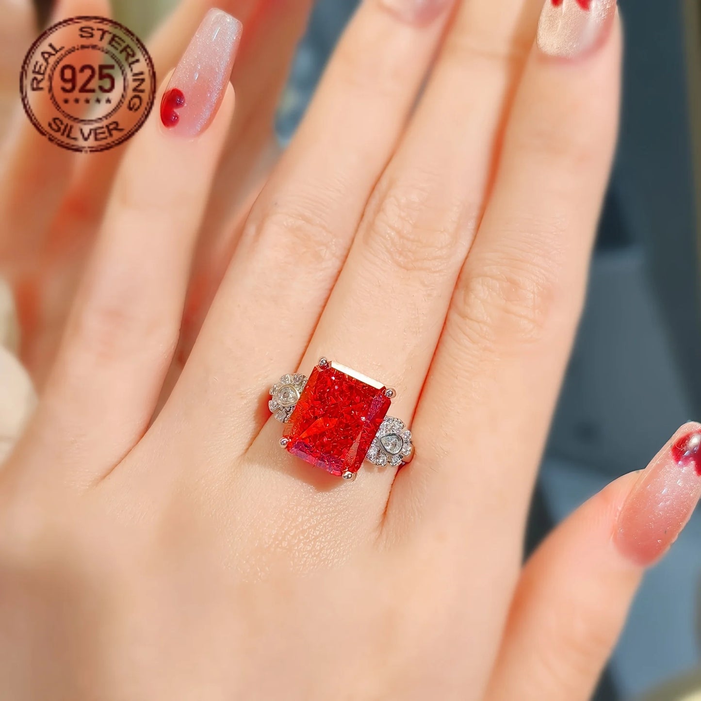 925 Silver Ring Lab Diamond