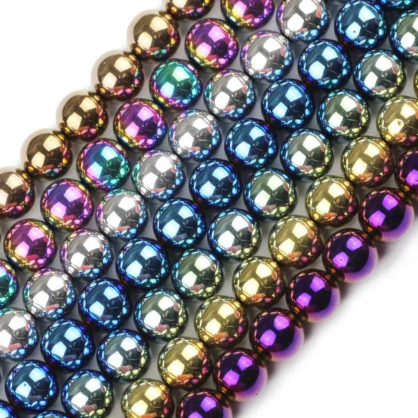 HGKLBB Round Hematite Beads Plated Natural for Jewelry Making DIY