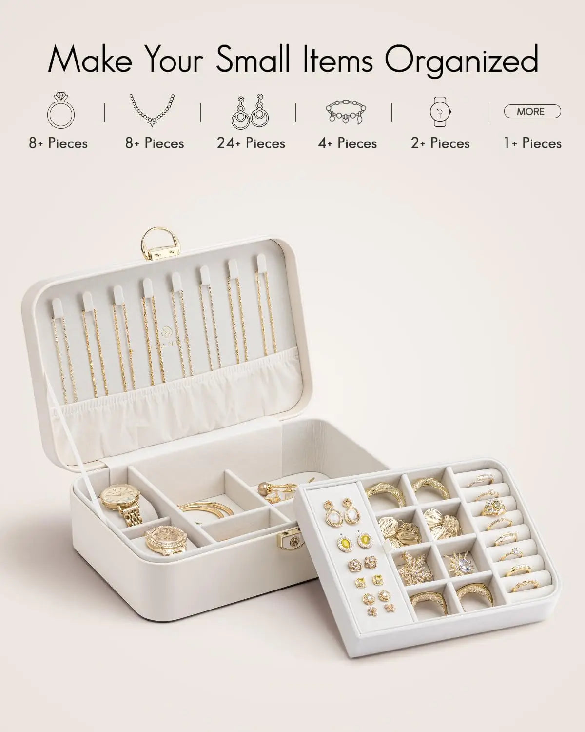 Jewelry Box Organizer Lockable 2 Layer With Removable Tray