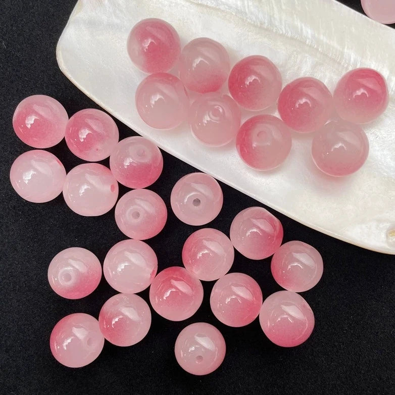 50pcs 8/10mm Dual Color Glass Round Loose Spacer Beads for Handmade Jewelry and Accessories