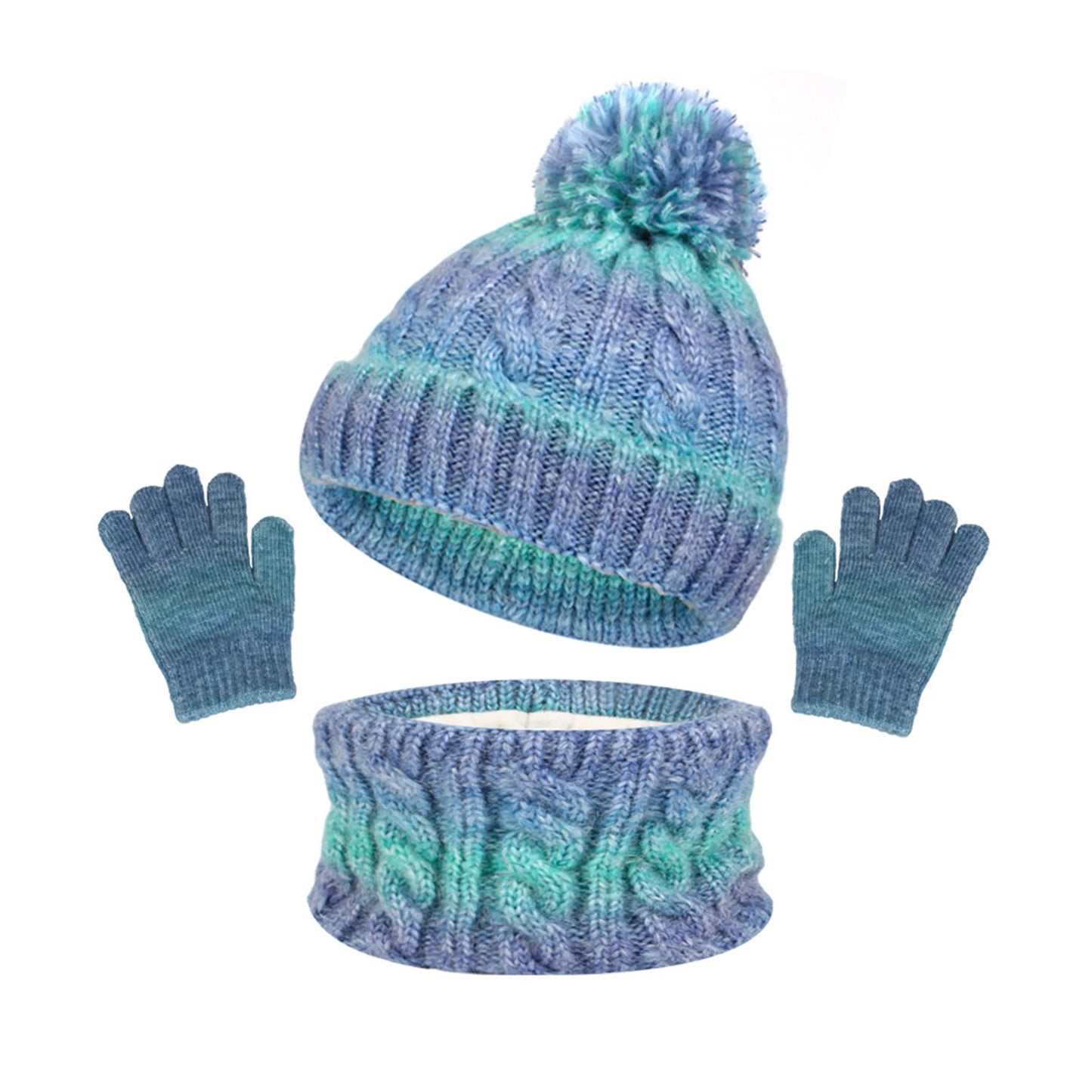 Toddler Winter Hat Scarf Gloves Set Soft Knit