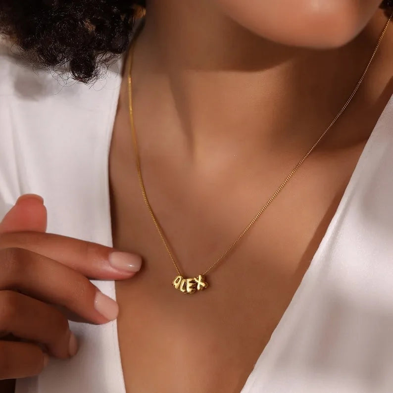 Necklace Stainless Steel Custom Bubble Name