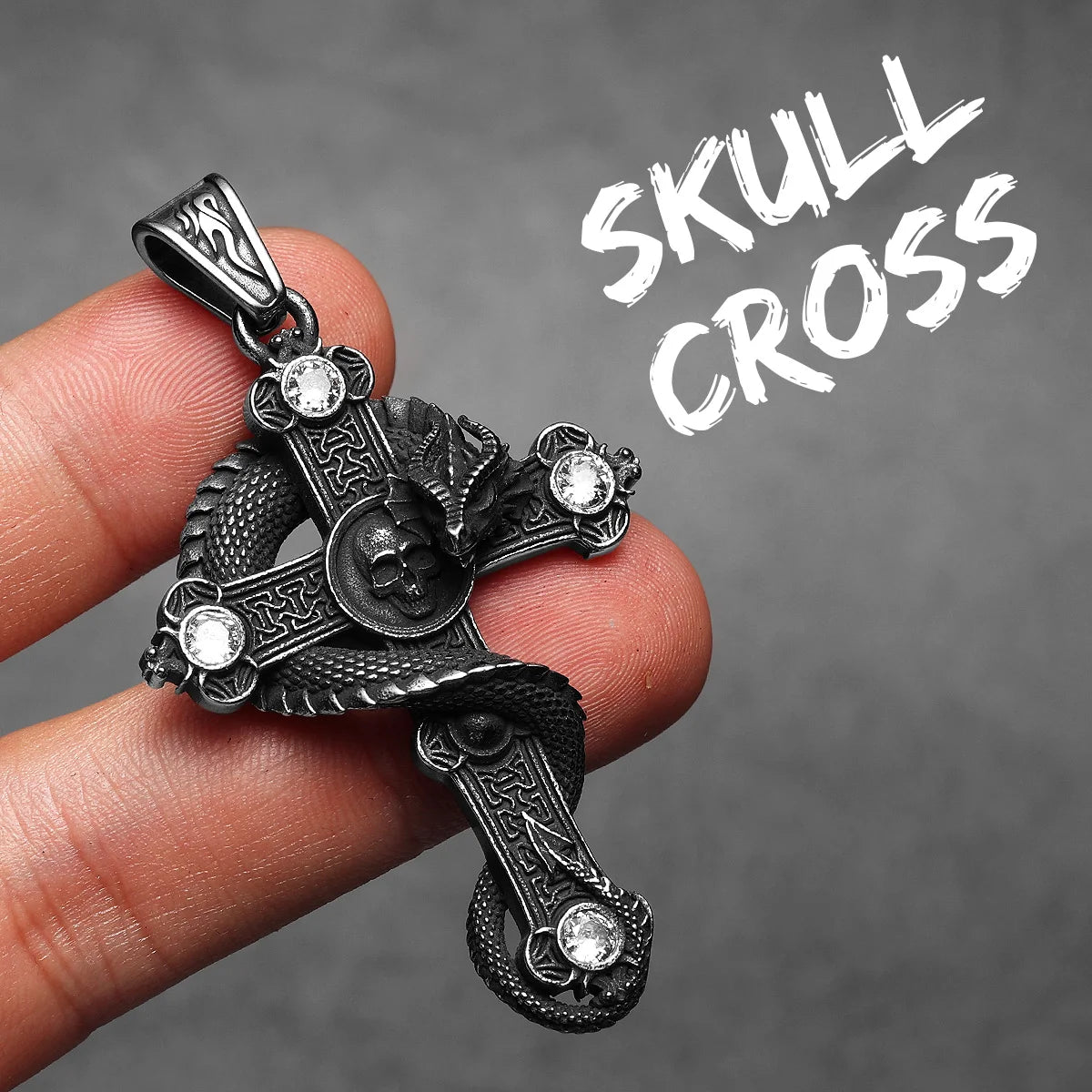 Necklace Dragon Cross Gemstone Pendant