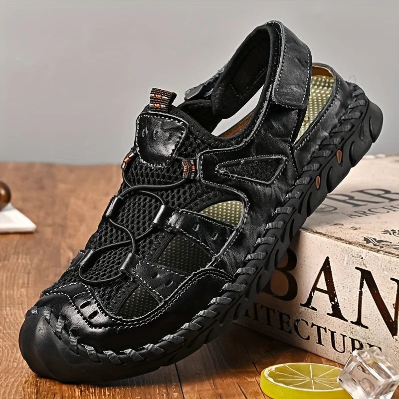 Sandals Mens Handmade Stitching Non Slip