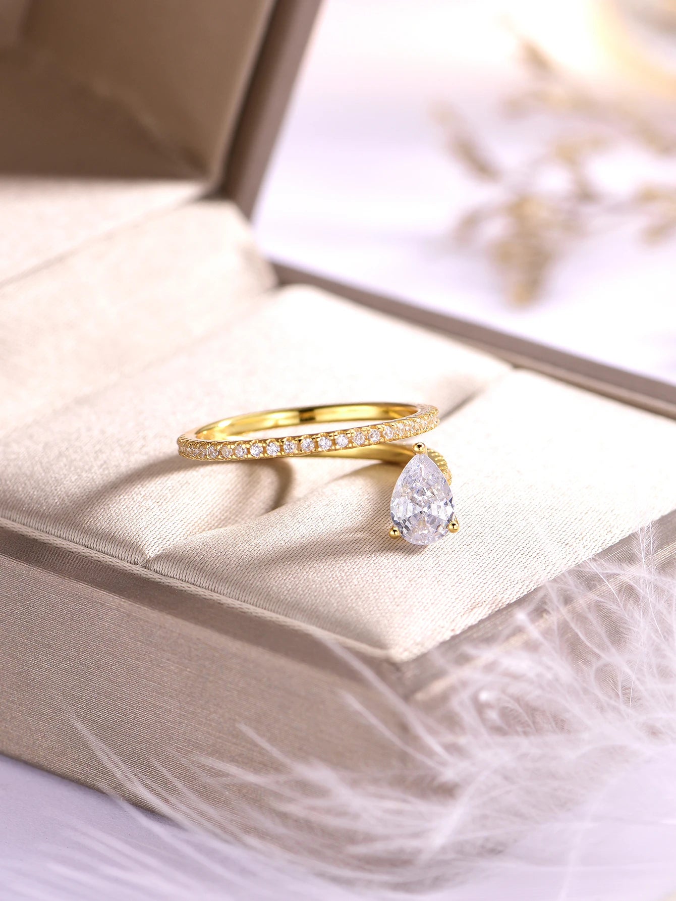 925 Silver Drop Shape 1.75CT Moissanite Ring