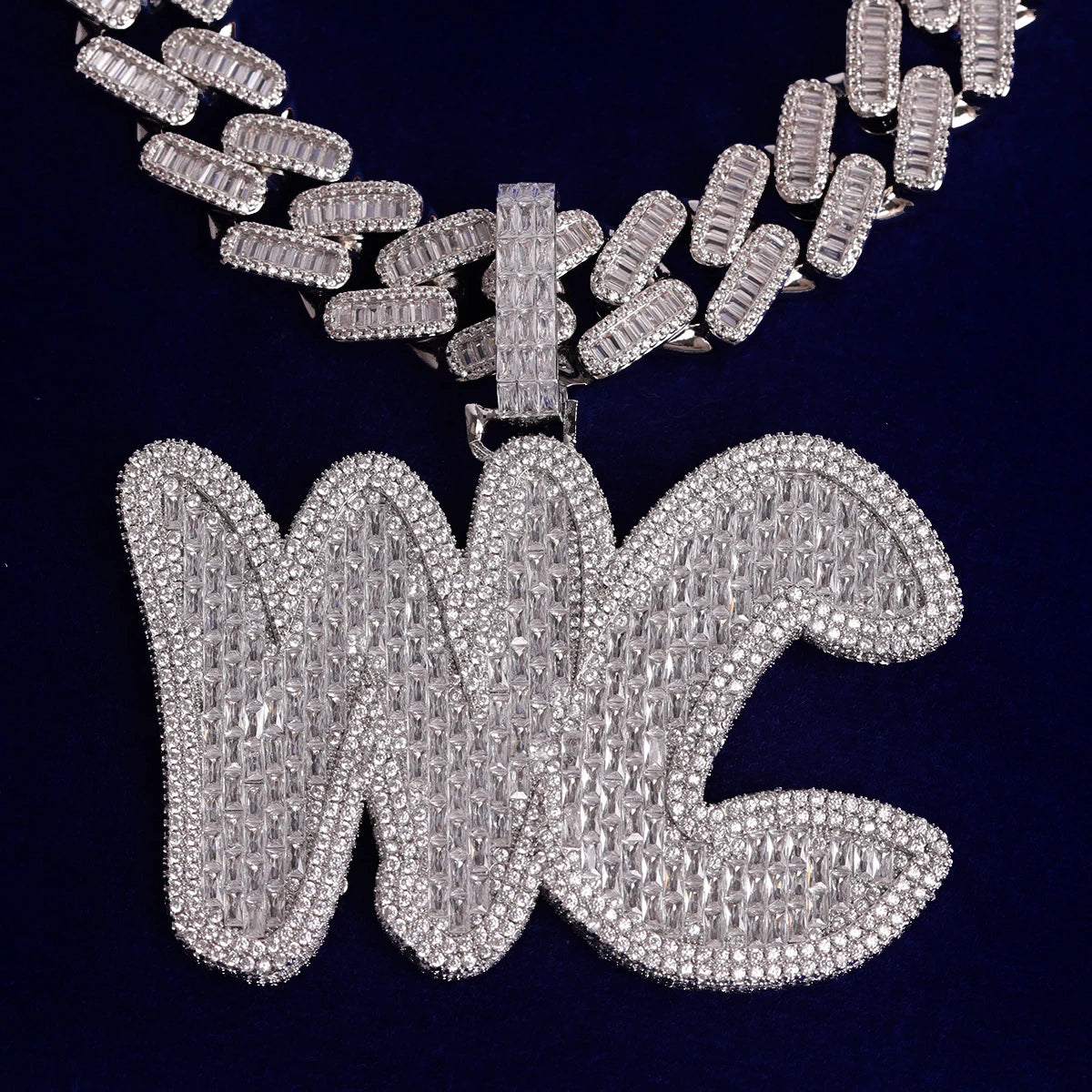 Bubble Letter Custom Name Necklace  Iced Out