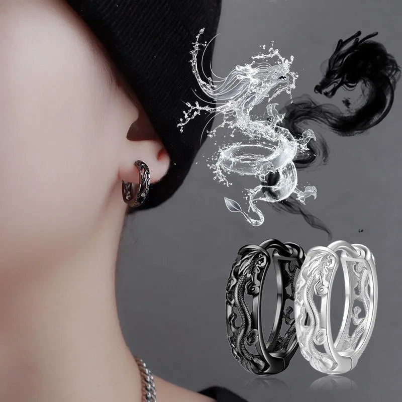 Sterling Silver Dragon Stud Earrings