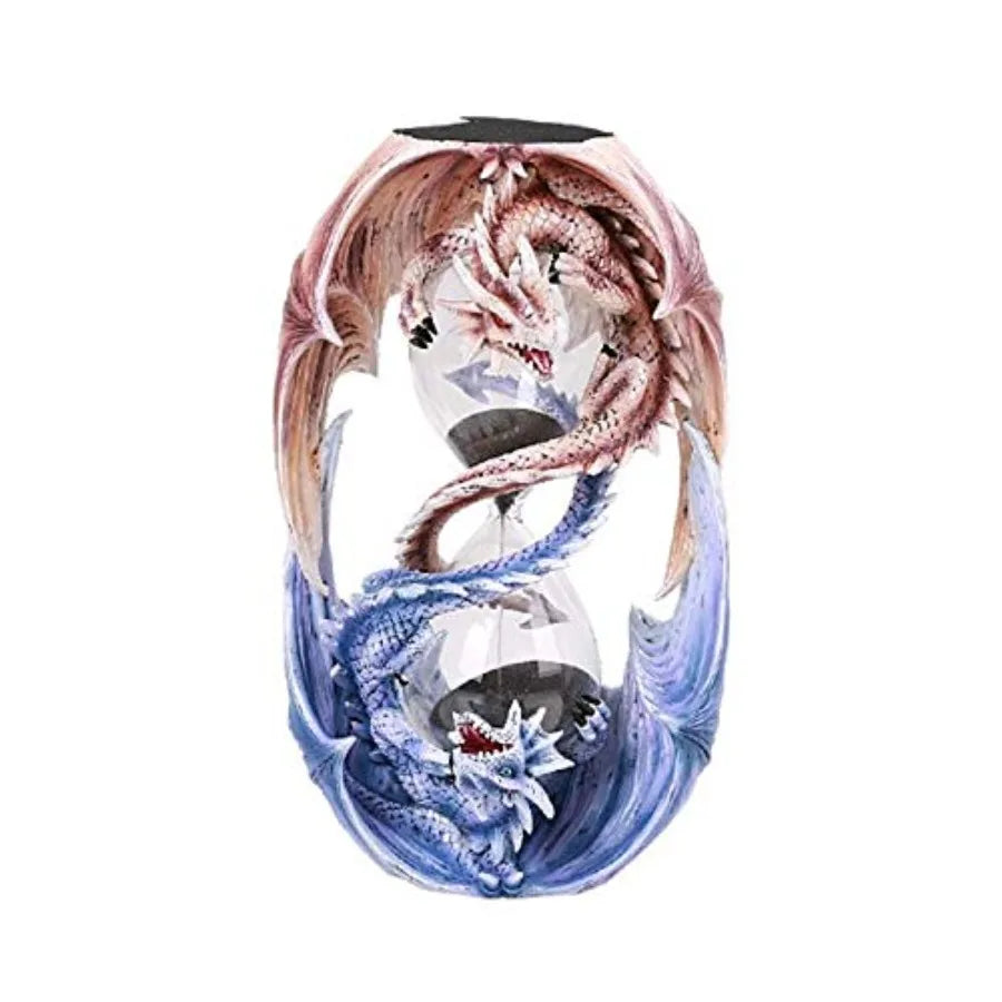 Dragon Sand Timer Tabletop Decor Figurine Dual Winged Dragons