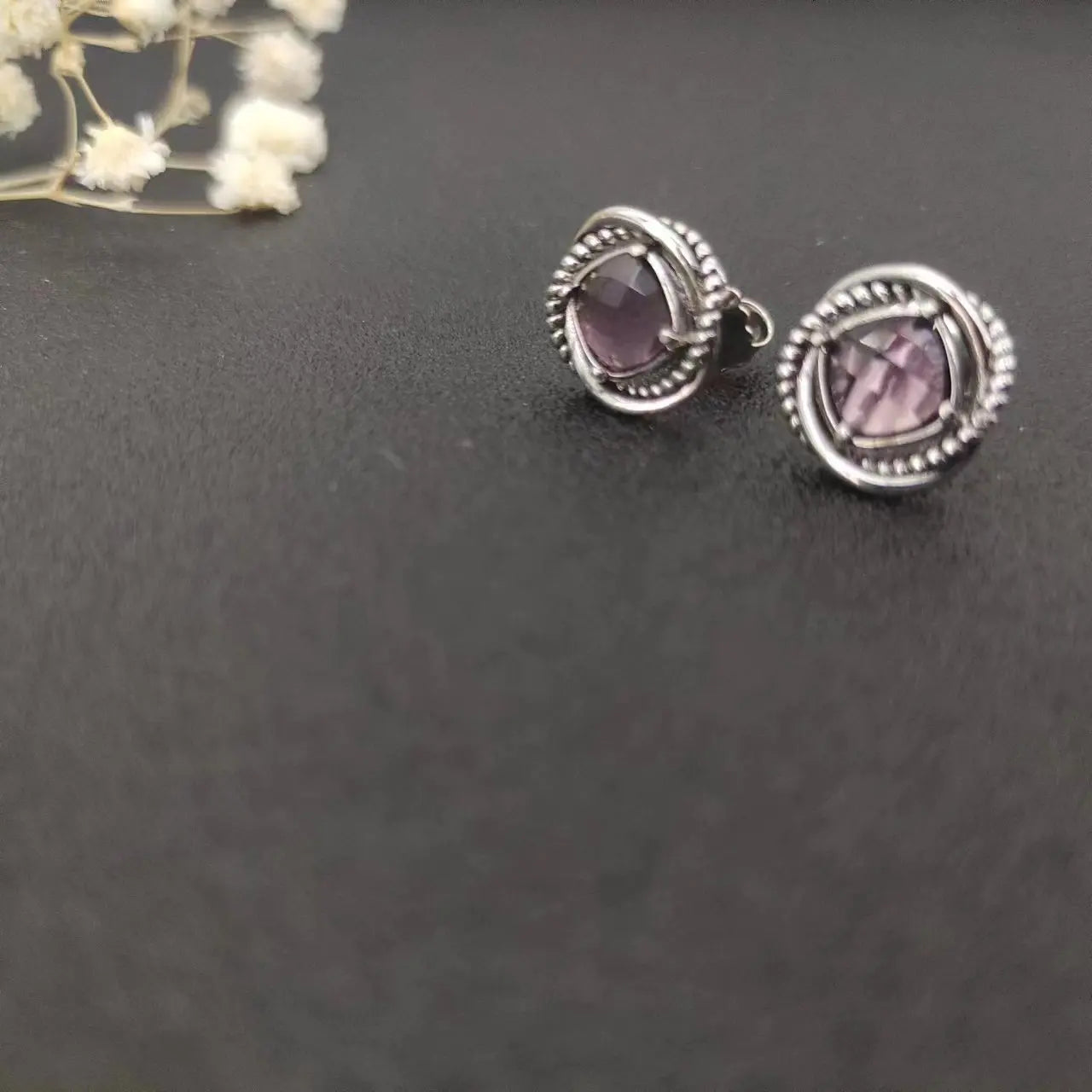 Sterling Silver Zircon Stud Earrings 925