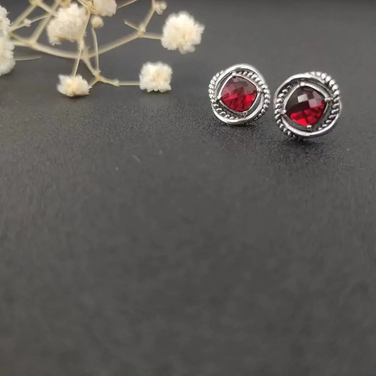 Sterling Silver Zircon Stud Earrings 925