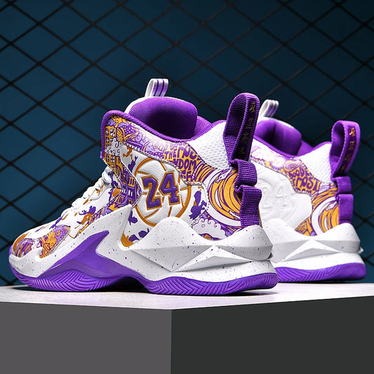 Mens Basketball Shoes No Slip Breathable Graffiti