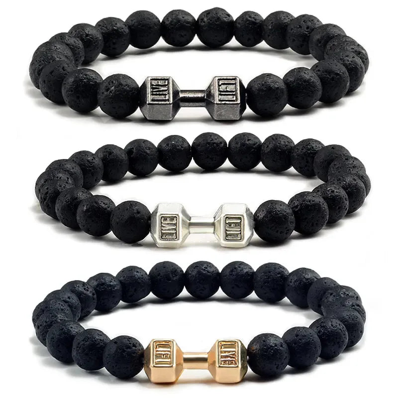 Bracelet Volcanic Lava Stone Dumbbell