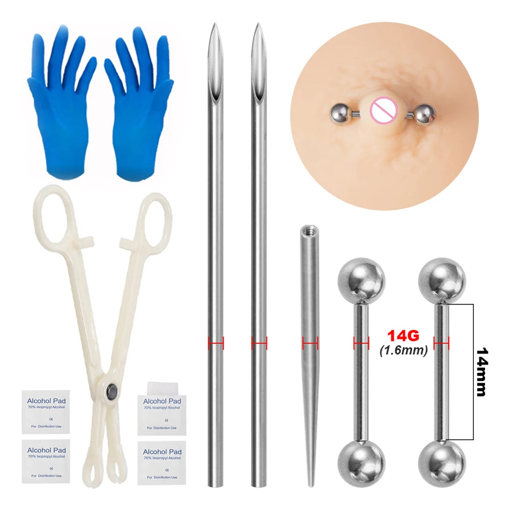 Hongtu Body Jewelry Surgical Steel Body Piercing Kit Needles