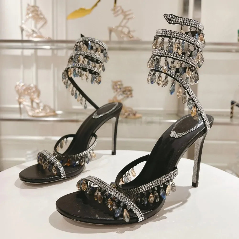 High Heals Ankle Strap Rhinestone