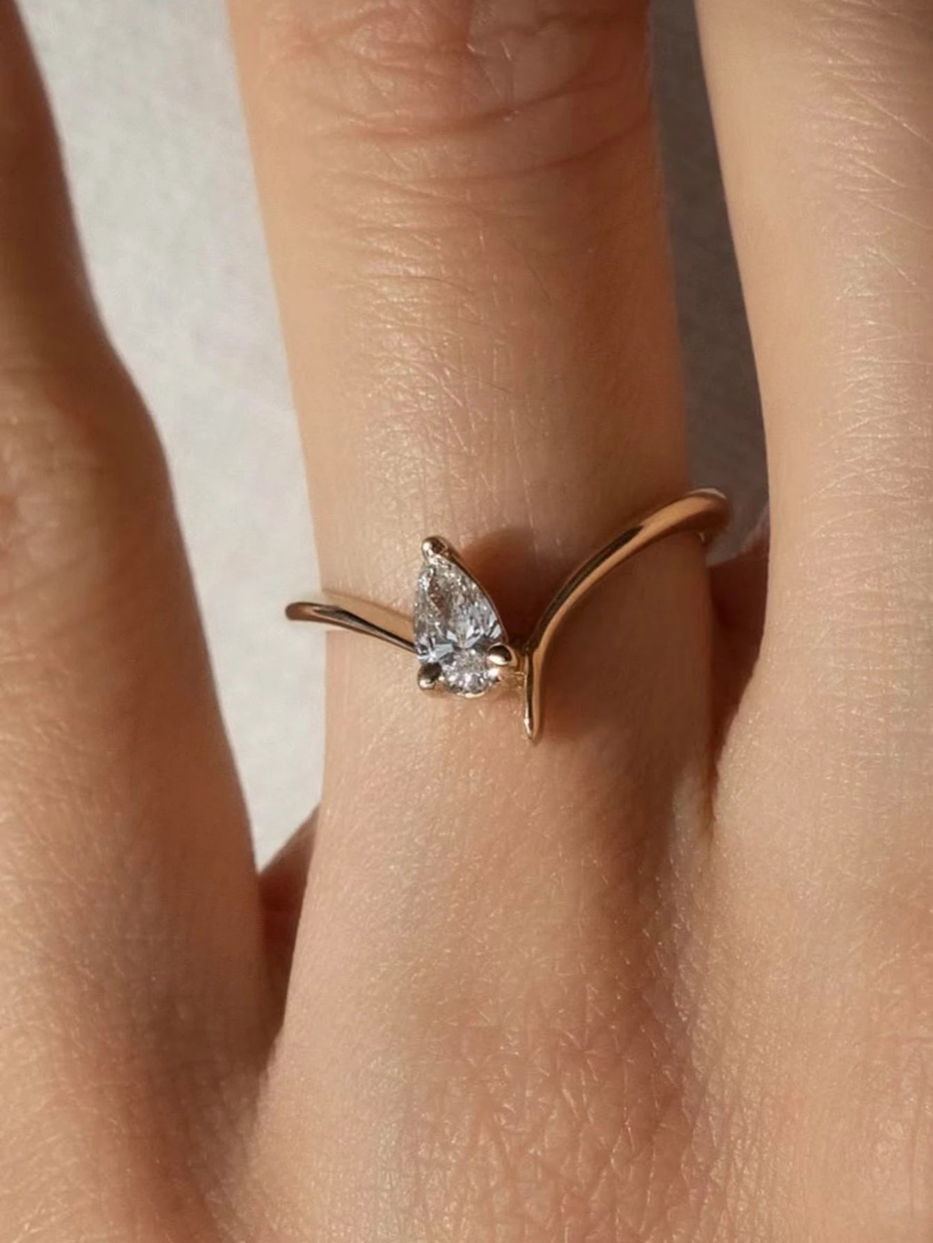 Sterling Silver Moissanite Teardrop Ring 0.8 Carat